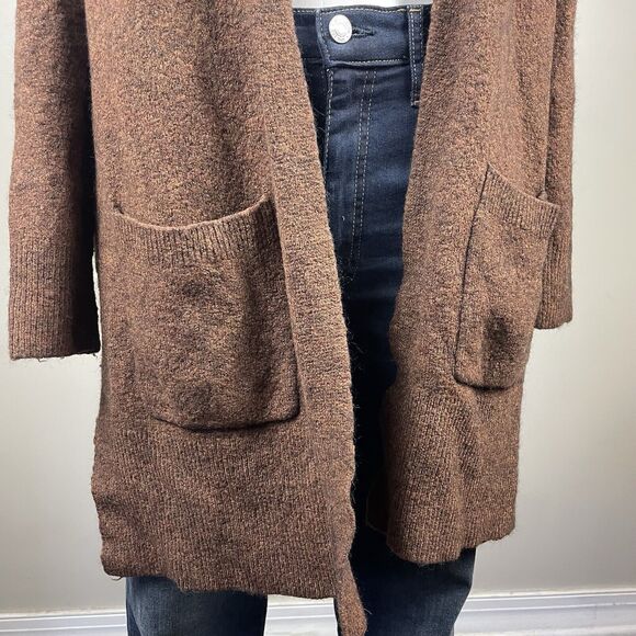 Madewell Size Small Cozy Fall Brown Open Cardigan Open Wool Alpaca Blend - Picture 3 of 9